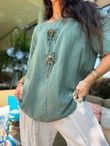 Izi Cheesecloth Button Tee Khaki